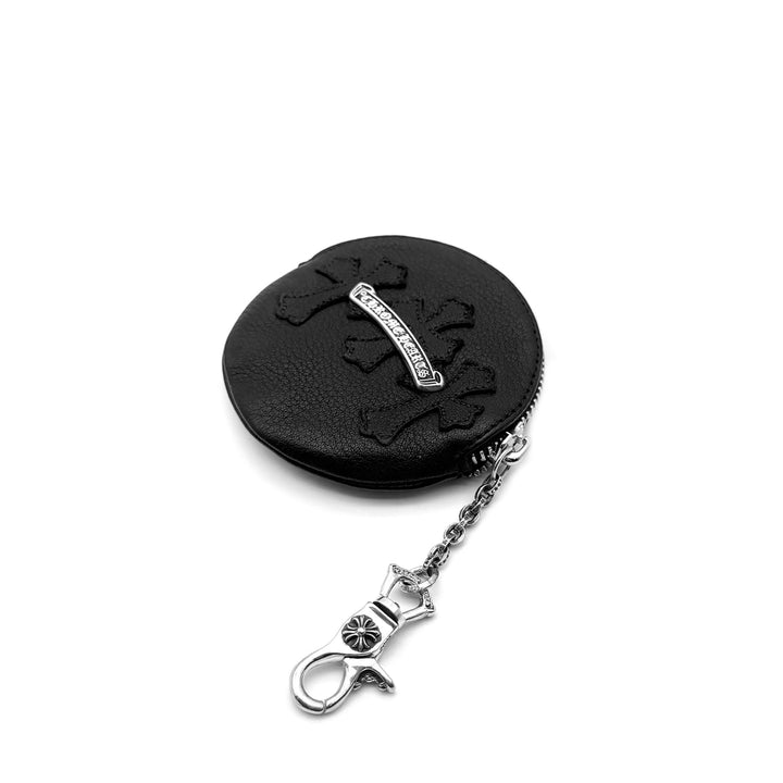 Chrome Hearts Triple Cross Patch Scroll Clip Chain Round Wallet - SHENGLI ROAD MARKET