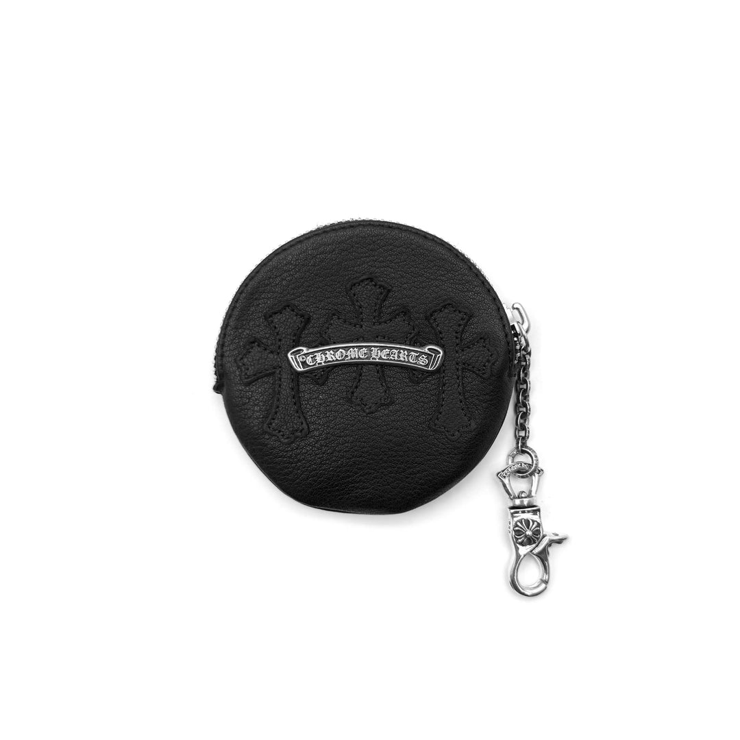 Chrome Hearts Triple Cross Patch Scroll Clip Chain Round Wallet - SHENGLI ROAD MARKET