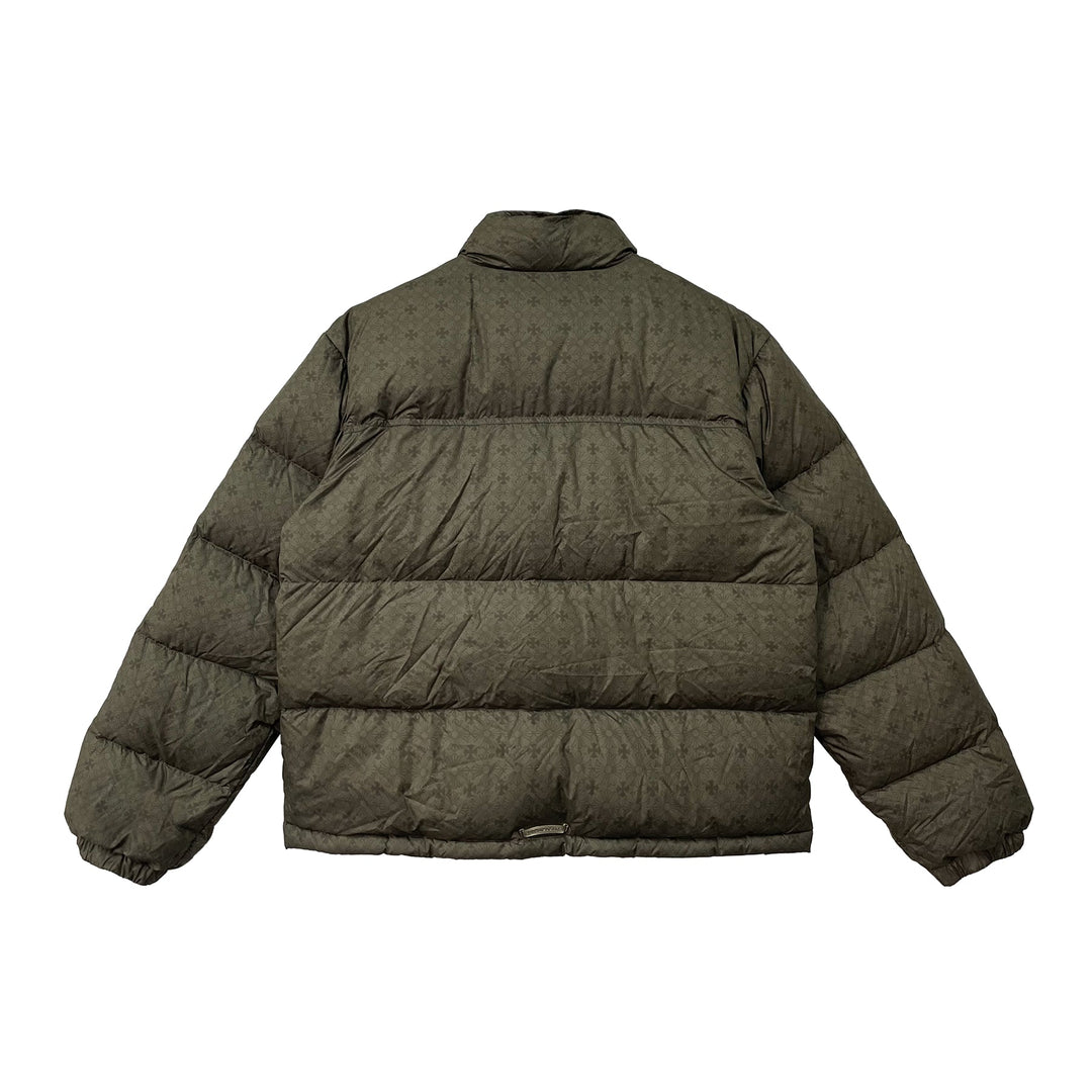Chrome Hearts Unisex Olive Tonal Monogram Cross Pattern Puffer Down Jacket - SHENGLI ROAD MARKET
