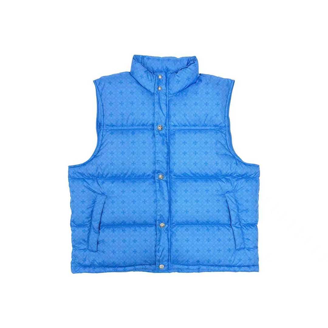 Chrome Hearts Unisex Tonal Monogram Plus Blue Puffer Down Vest - SHENGLI ROAD MARKET