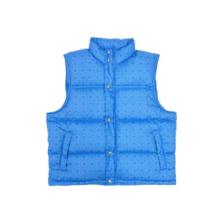Chrome Hearts Unisex Tonal Monogram Plus Blue Puffer Down Vest - SHENGLI ROAD MARKET
