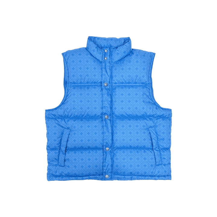 Chrome Hearts Unisex Tonal Monogram Plus Blue Puffer Down Vest - SHENGLI ROAD MARKET