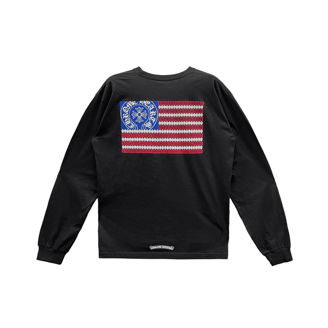 Chrome Hearts USA Flag Dagger Long Sleeve T-Shirt Tee - SHENGLI ROAD MARKET