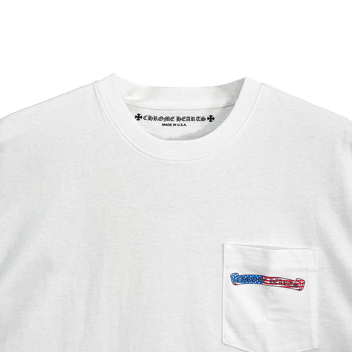 Chrome Hearts USA Flag Scroll Logo White Short Sleeve Tee - SHENGLI ROAD MARKET