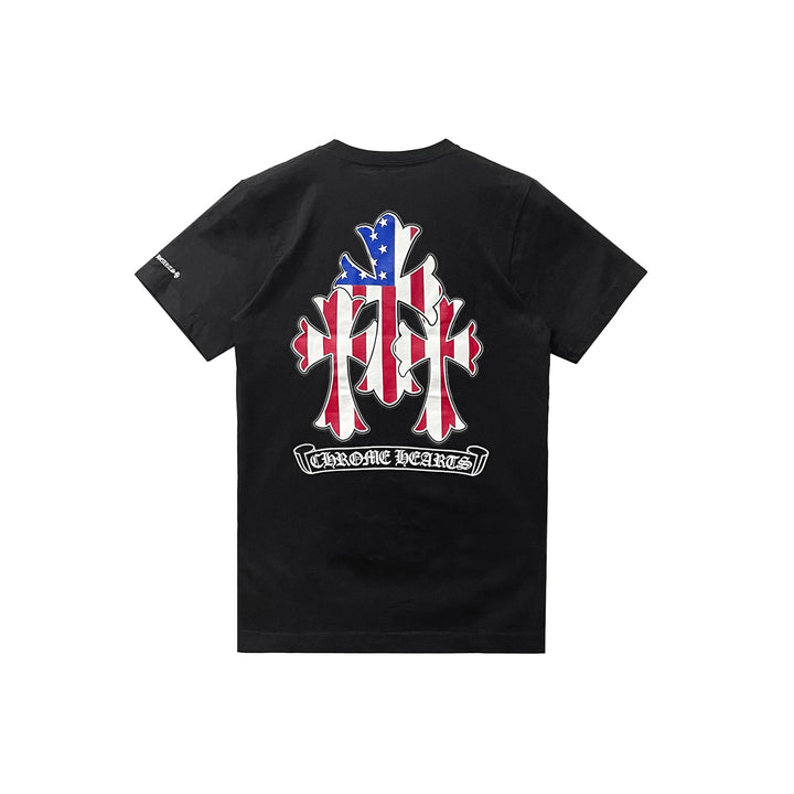 Chrome Hearts USA Flag Triple Cross Short Sleeve Tee - SHENGLI ROAD MARKET