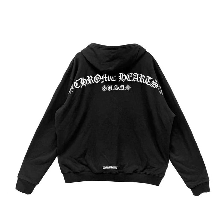 Chrome Hearts USA Script Logo Thermal Zip Up Hoodie - SHENGLI ROAD MARKET
