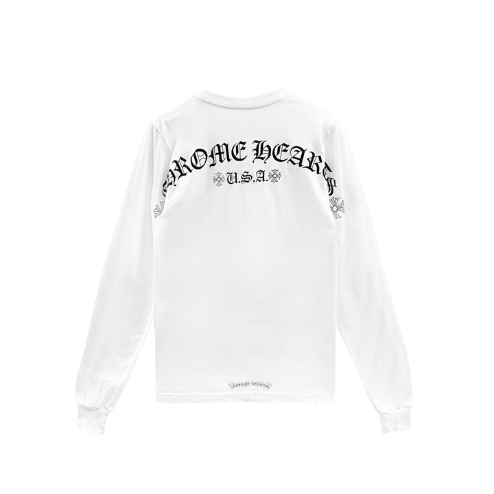 Chrome Hearts USA Script White Long Sleeve Tee - SHENGLI ROAD MARKET
