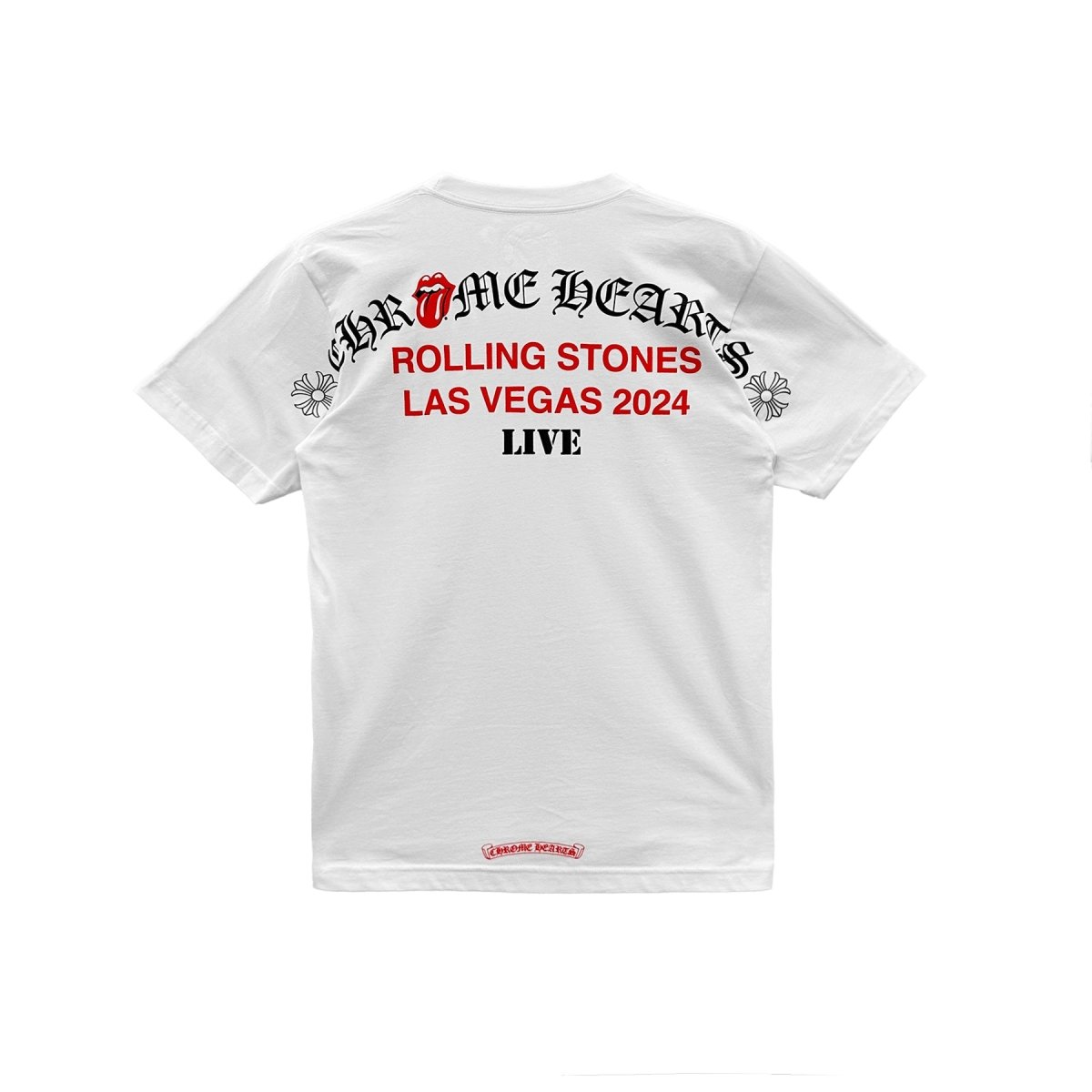 Chrome Hearts Vegas Exclusive Rolling Stones Tongue Runic Short Sleeve White - SHENGLI ROAD MARKET