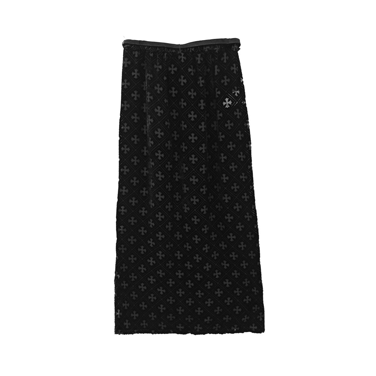 Chrome Hearts Velvet Black Tonal Monogram Maxi Skirts With Belt - SHENGLI ROAD MARKET