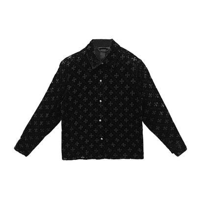 Chrome Hearts Velvet Burnout Cross Long Sleeve Shirt - SHENGLI ROAD MARKET