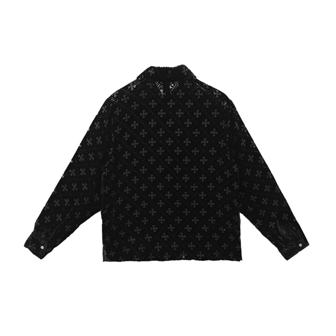 Chrome Hearts Velvet Burnout Cross Long Sleeve Shirt - SRM Black / S Chrome Hearts Velvet Burnout Cross Long Sleeve Shirt - SRM Black / S