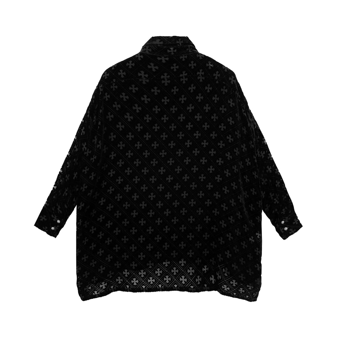 Chrome Hearts Velvet Tonal Monogram Cross Black Malhal Kita Shirt