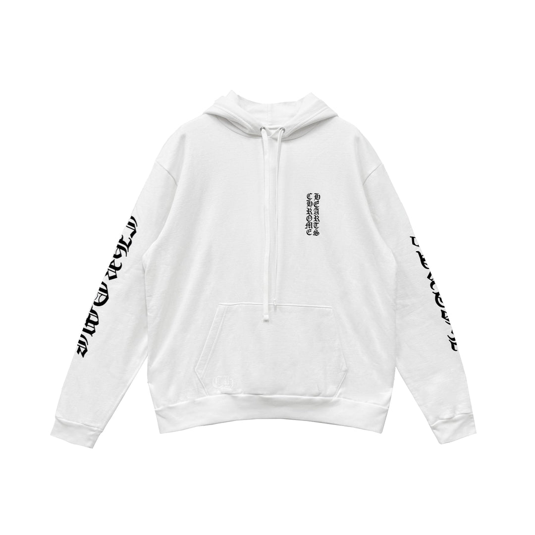 Chrome Hearts Vertical Logo White Pullover Hoodie - SHENGLI ROAD MARKET