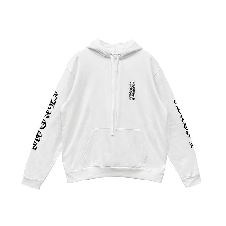 Chrome Hearts Vertical Logo White Pullover Hoodie - SHENGLI ROAD MARKET