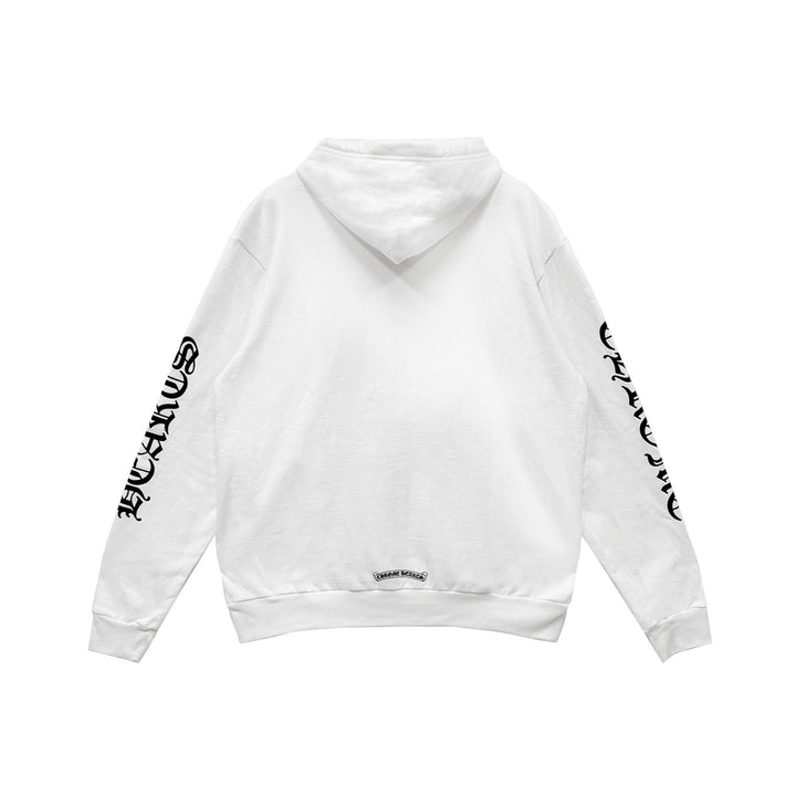 Chrome Hearts Vertical Logo White Pullover Hoodie - SHENGLI ROAD MARKET