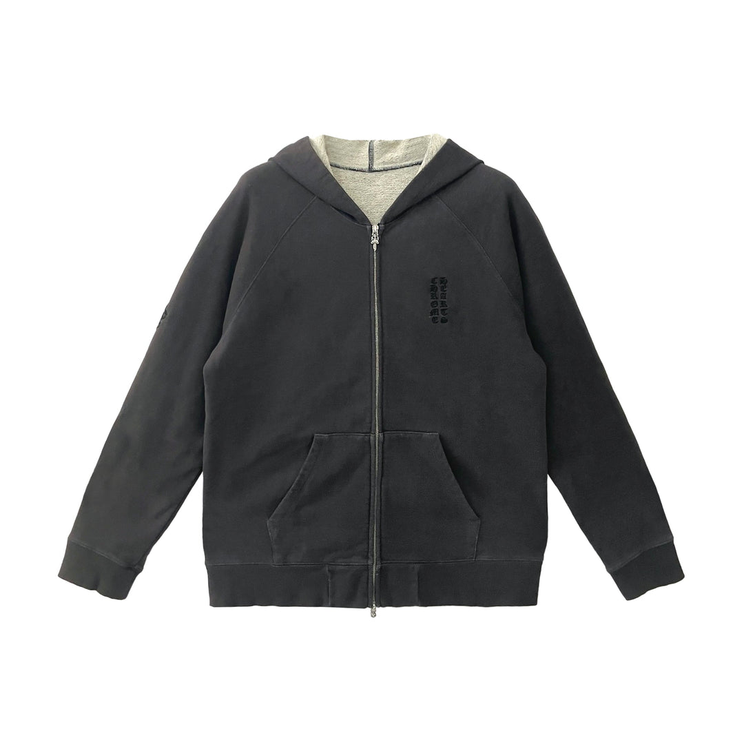 Chrome Hearts Vine Dagger Embroidered Script Grey Zip Up Hoodie - SHENGLI ROAD MARKET