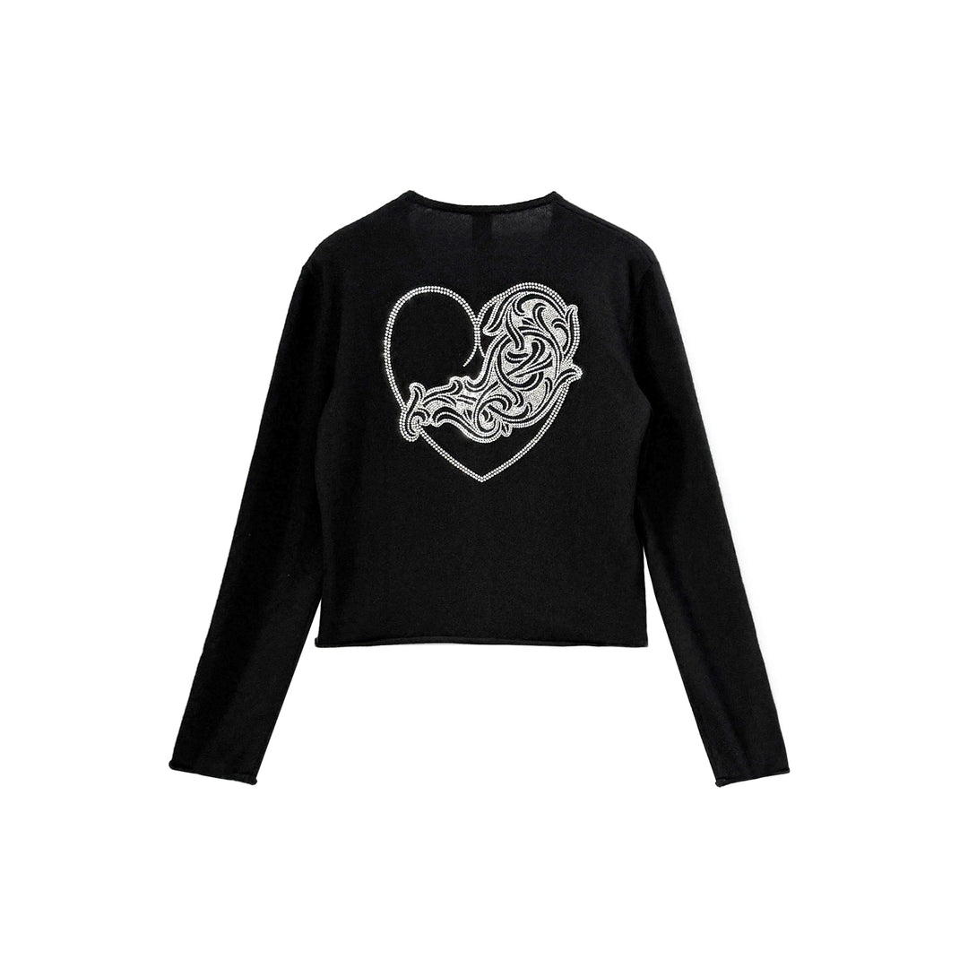 Chrome Hearts Vine Heart Rhinestone Cashmere Cardigan - SHENGLI ROAD MARKET