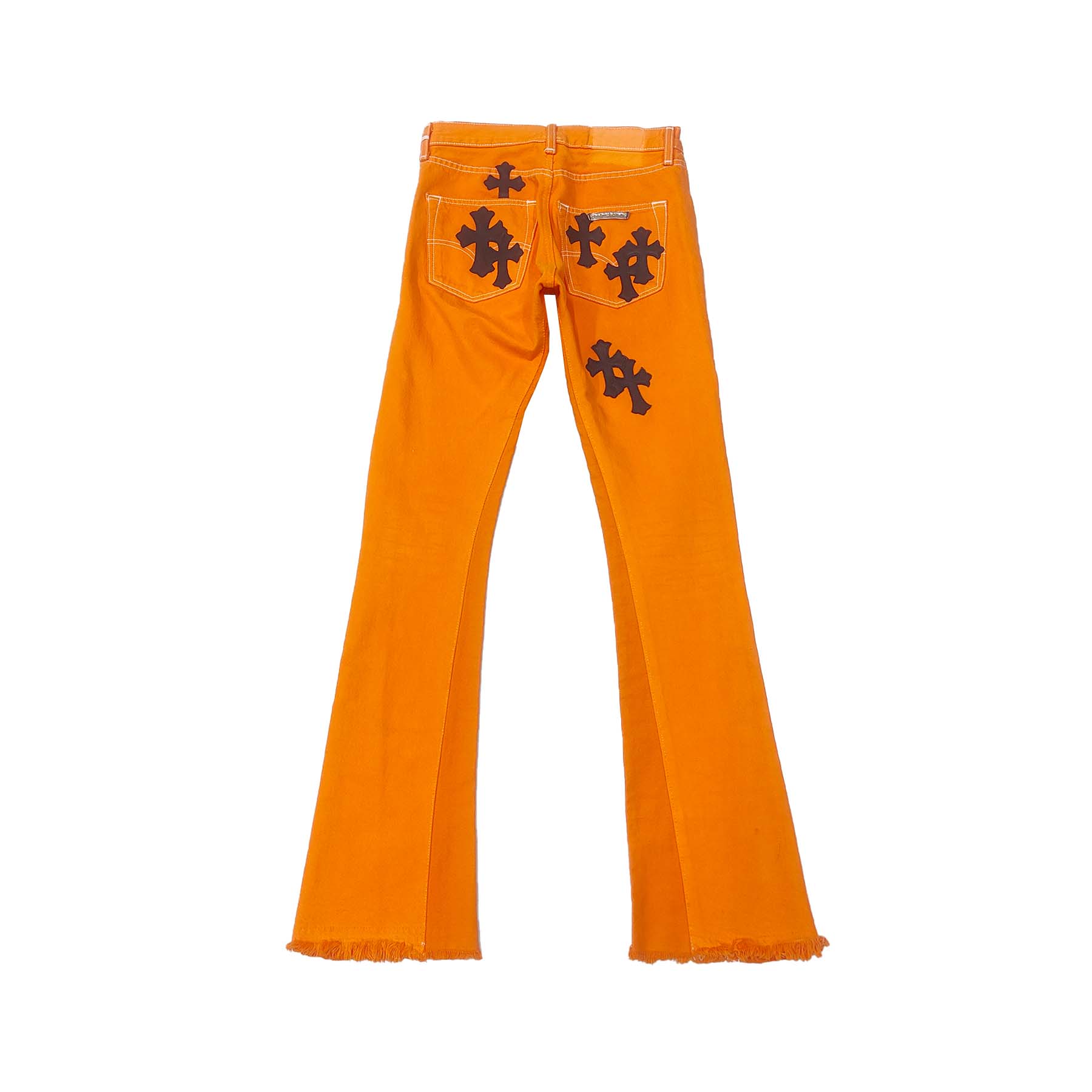 Chrome Hearts DEPT Exclusive Orange & Black Leather Patch Jeans