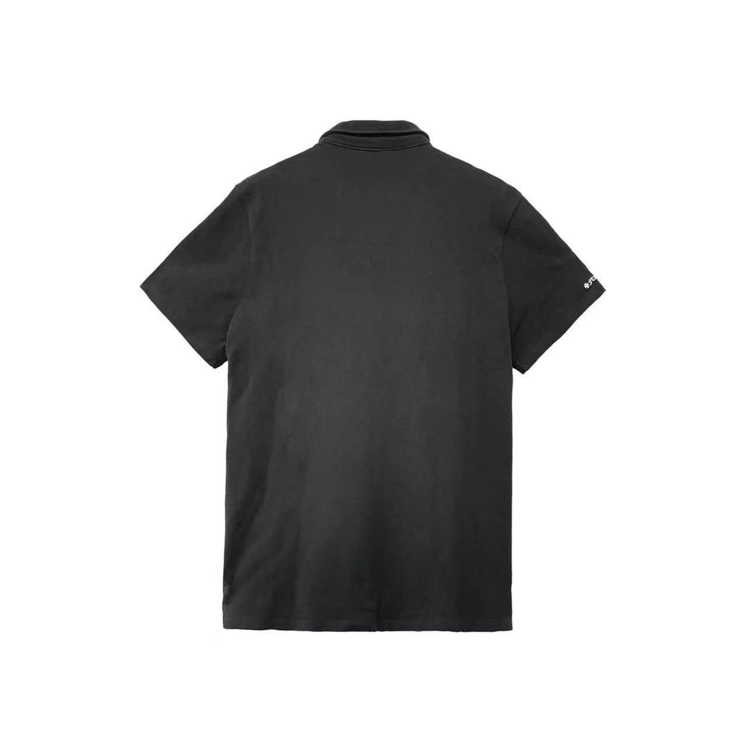 CHROME HEARTS (クロムハーツ) ワッフル刺繍スクリプトシルバーボタンポロTシャツ