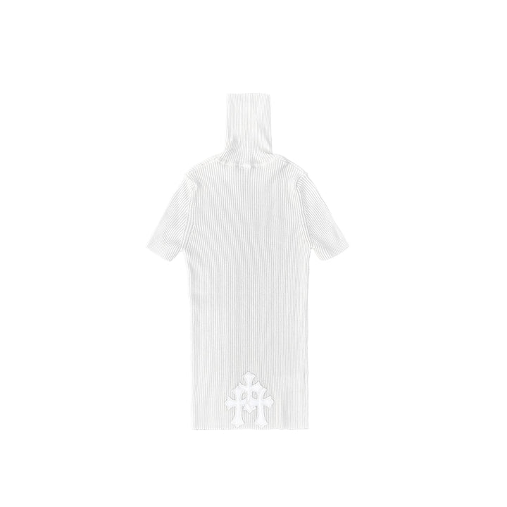 Chrome Hearts White Cashmere Triple Cross Patch Knit Short Sleeve Tee - SHENGLI ROAD MARKET