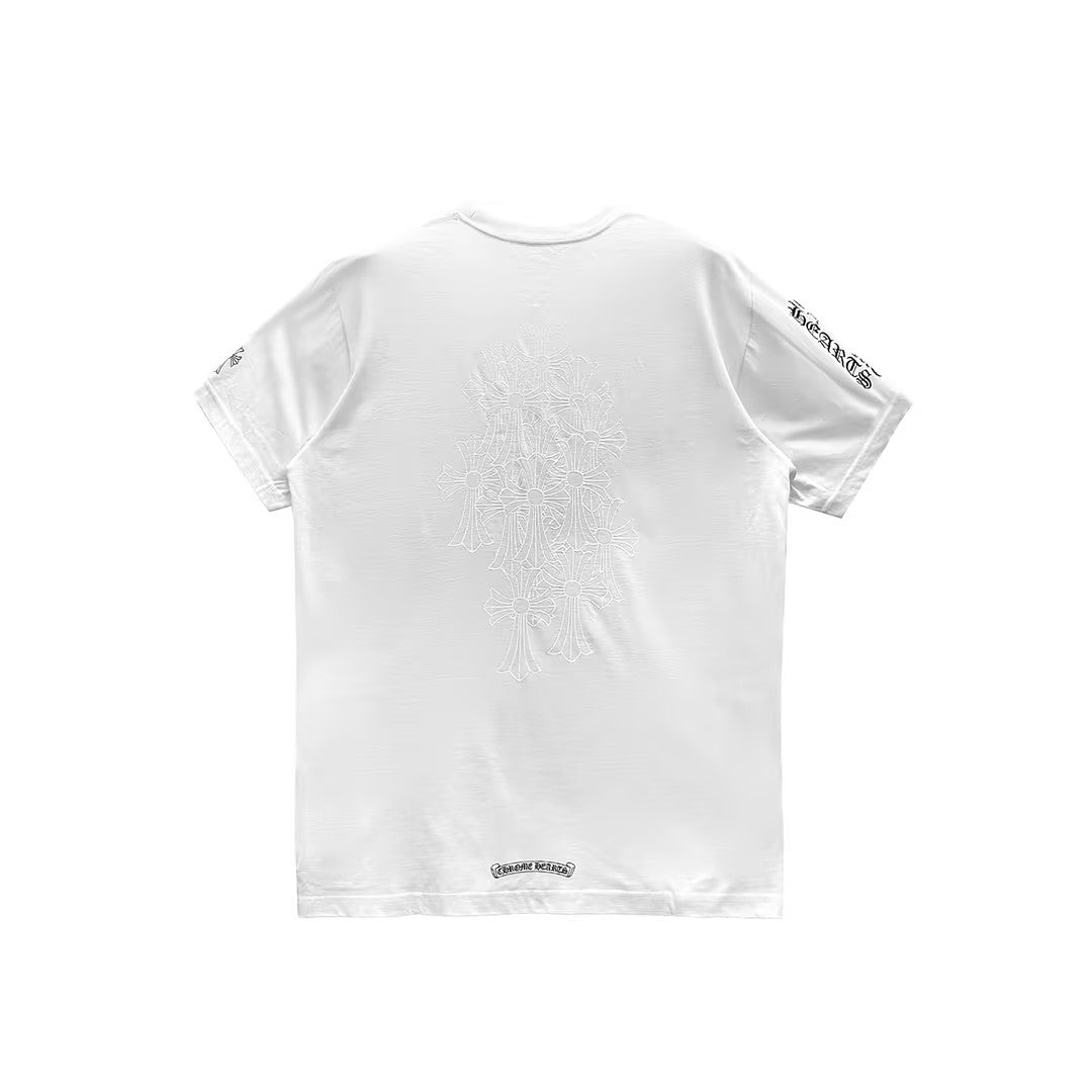 Chrome Hearts White Cross Logo Short Sleeve T-Shirts - SHENGLI ROAD MARKET