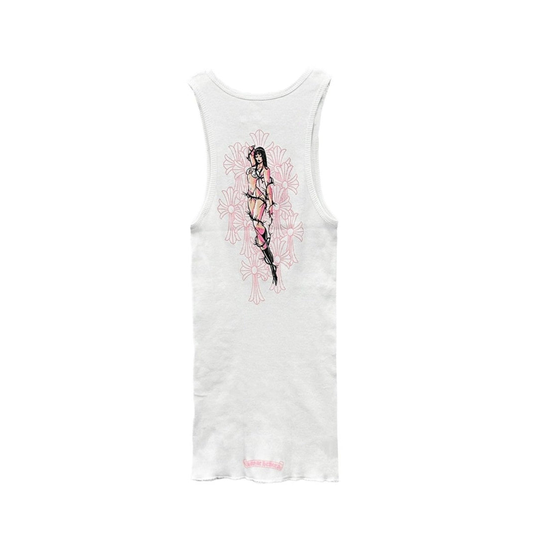 Chrome Hearts White Deadly Doll Tank Top Dress White & Pink / M Chrome Hearts White Deadly Doll Tank Top Dress White & Pink / M