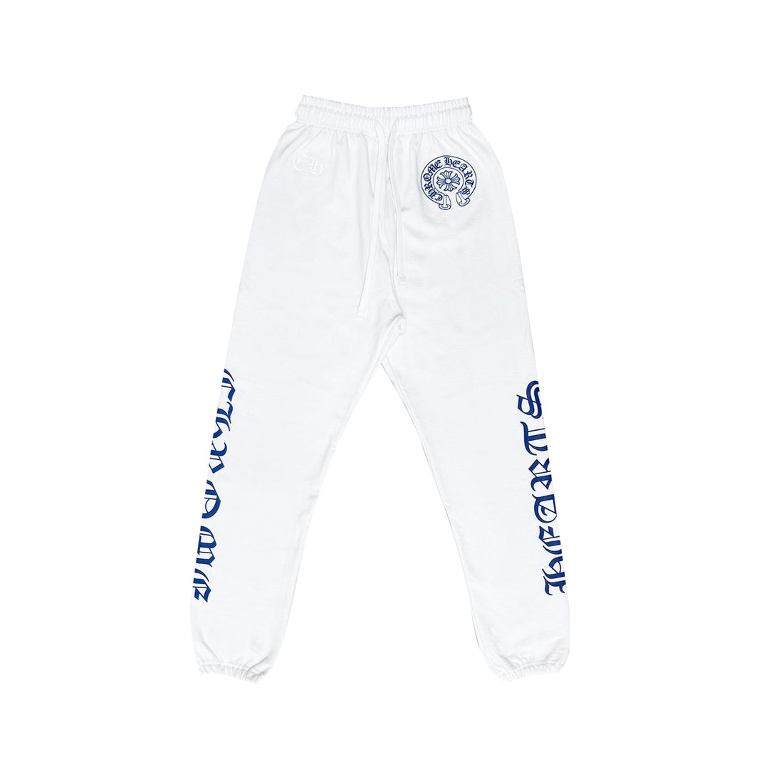 Chrome Hearts White Horseshoe Blue Script Sweatpants - SHENGLI ROAD MARKET