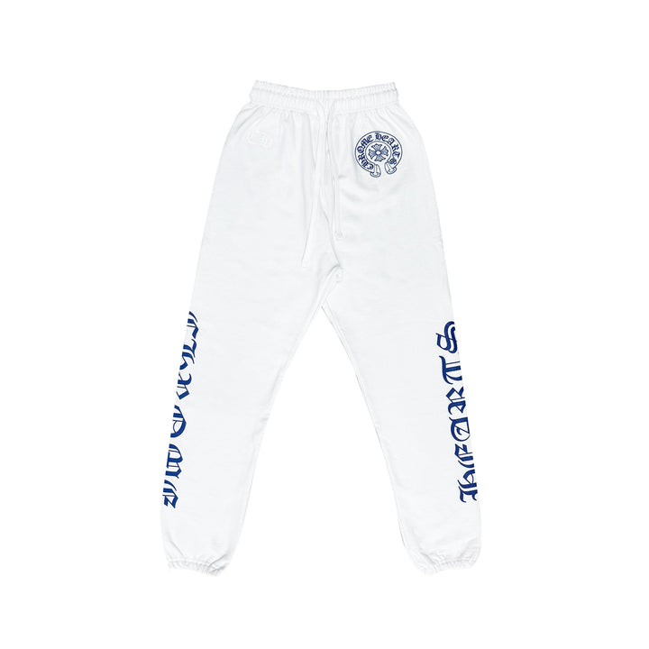 Chrome Hearts White Horseshoe Blue Script Sweatpants - SHENGLI ROAD MARKET