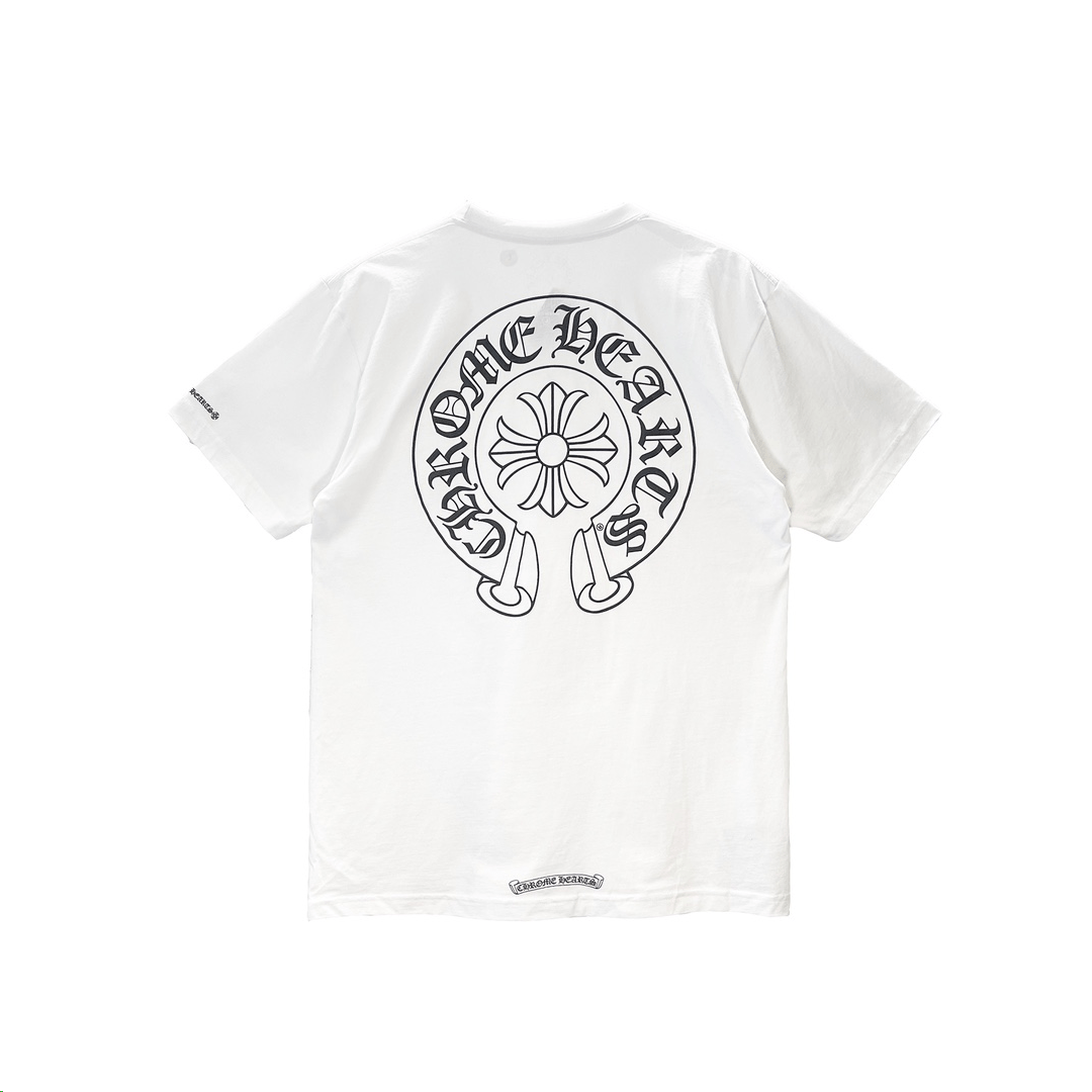 Chrome Hearts White Horseshoe Logo Pocket Short Sleeve T