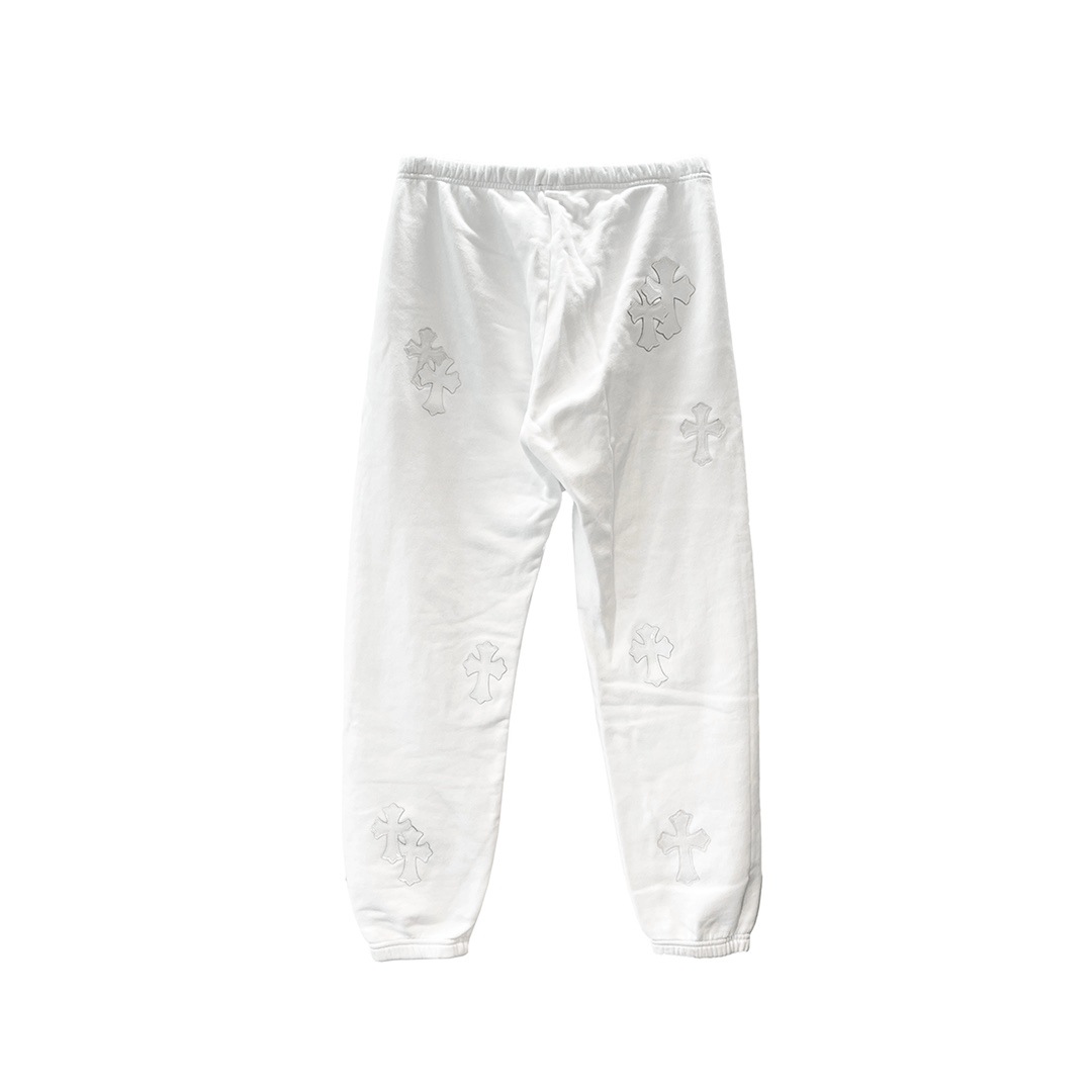 Chrome Hearts White Leather Cross Sweatpants - SHENGLI ROAD MARKET