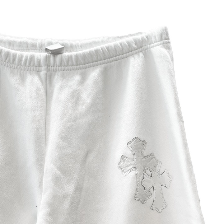 Chrome Hearts White Leather Cross Sweatpants - SHENGLI ROAD MARKET