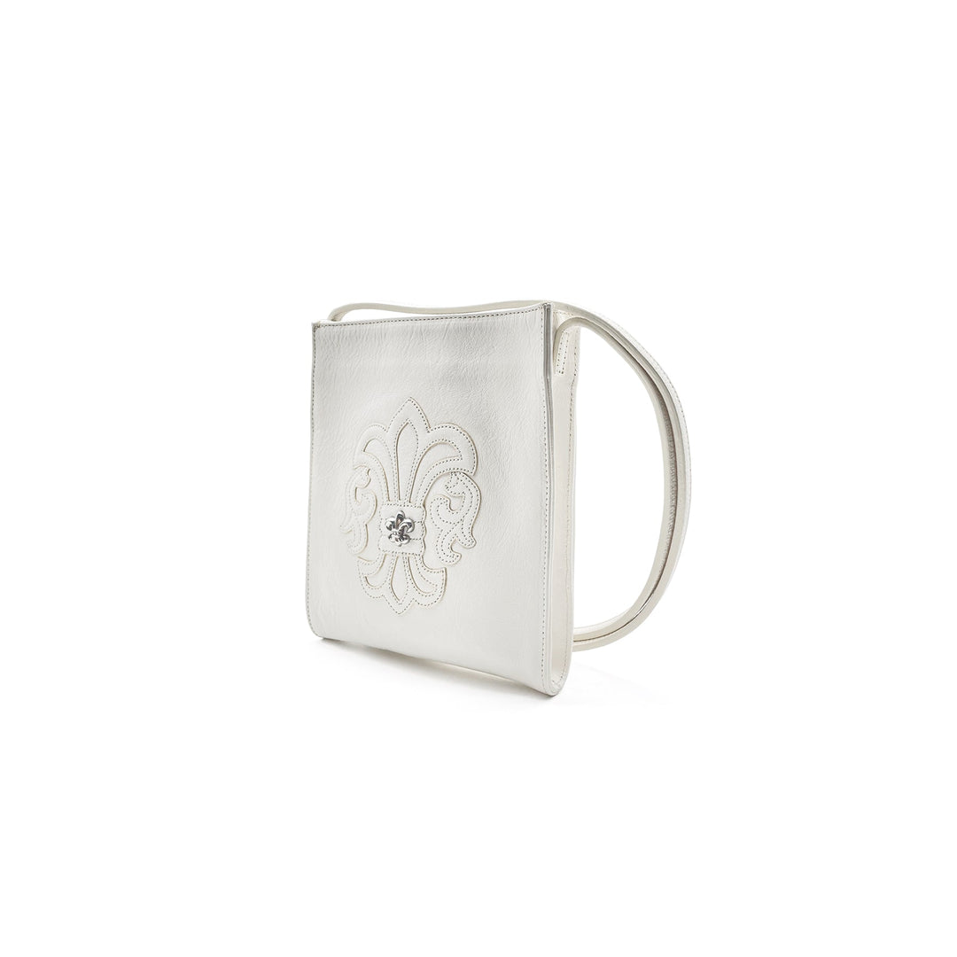 Chrome Hearts White Leather Silver Fleur Crossbody Bag - SHENGLI ROAD MARKET