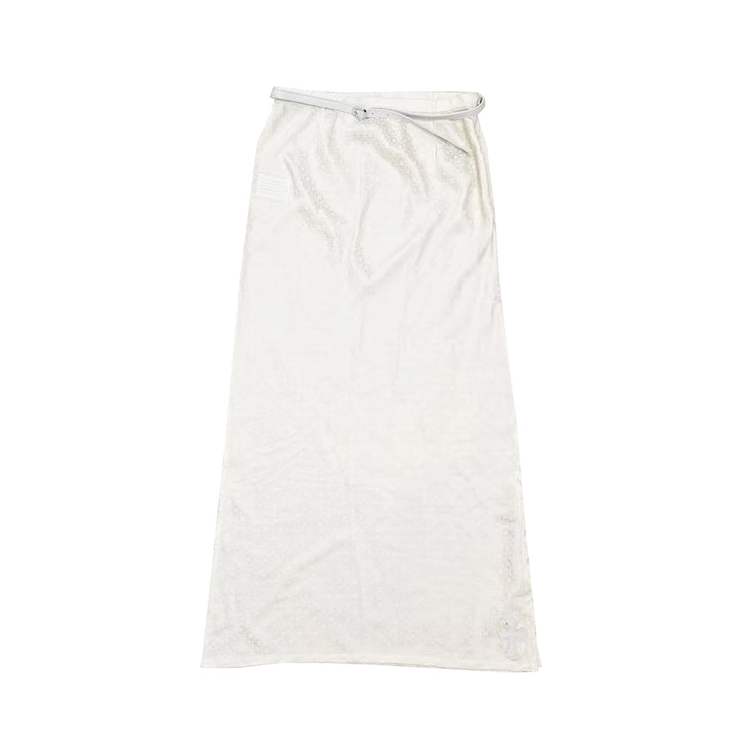 Chrome Hearts White Monogram Cross Silk Maxi Skirts With Belt - SHENGLI ROAD MARKET