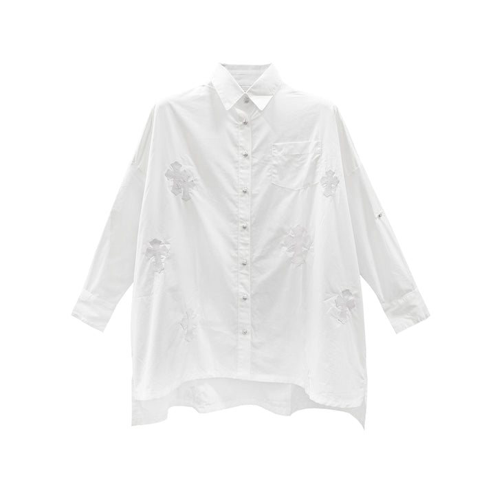 Chrome Hearts White Patent Leather Cross Malhal Kita Shirt - SHENGLI ROAD MARKET