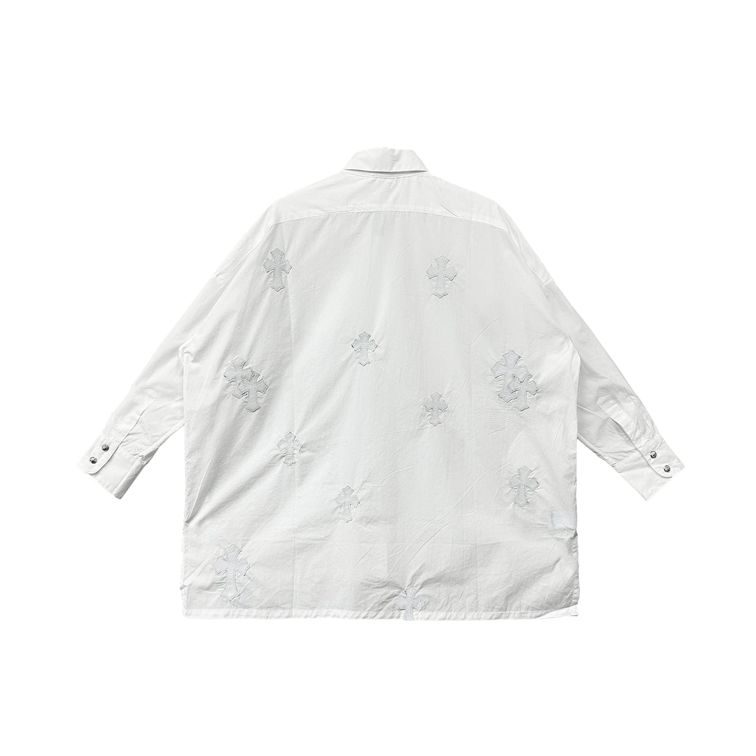 Chrome Hearts White Patent Leather Cross Malhal Kita Shirt - SHENGLI ROAD MARKET