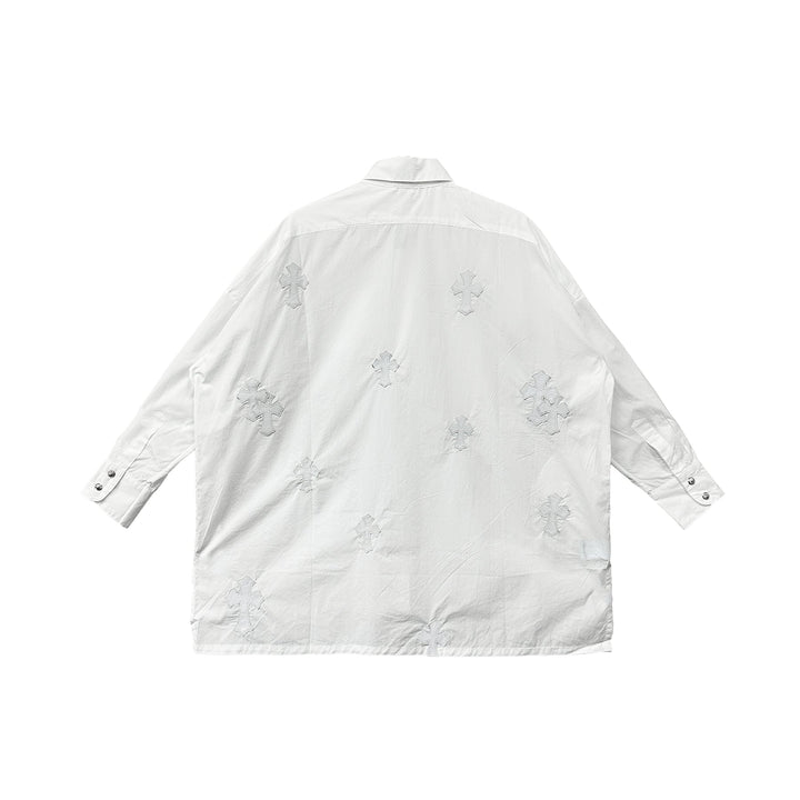 Chrome Hearts White Patent Leather Cross Malhal Kita Shirt - SHENGLI ROAD MARKET
