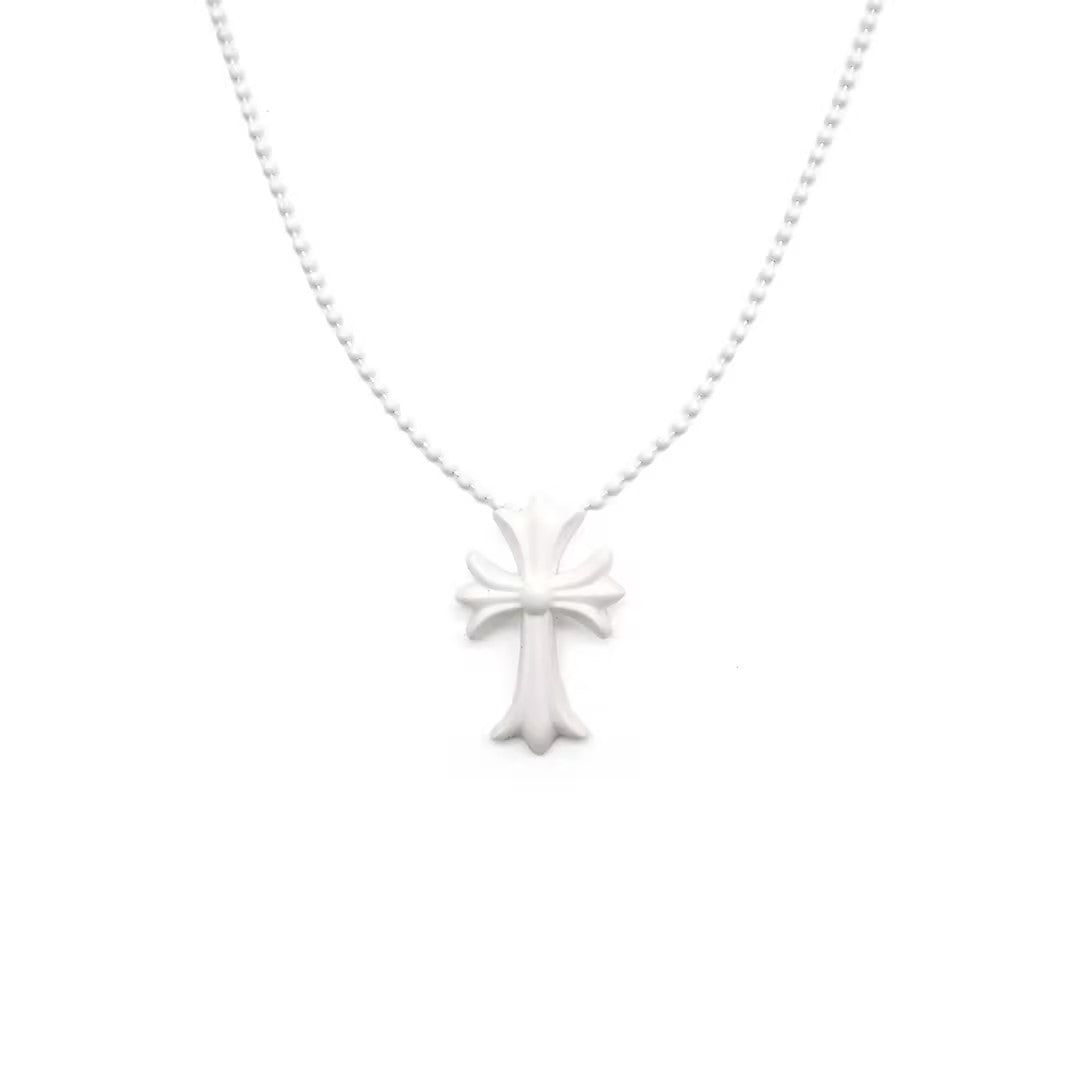 Chrome Hearts White Resin Cross Pendant Ball Chain Necklace - SHENGLI ROAD MARKET