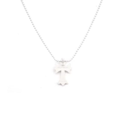 Chrome Hearts White Resin Cross Pendant Ball Chain Necklace - SHENGLI ROAD MARKET