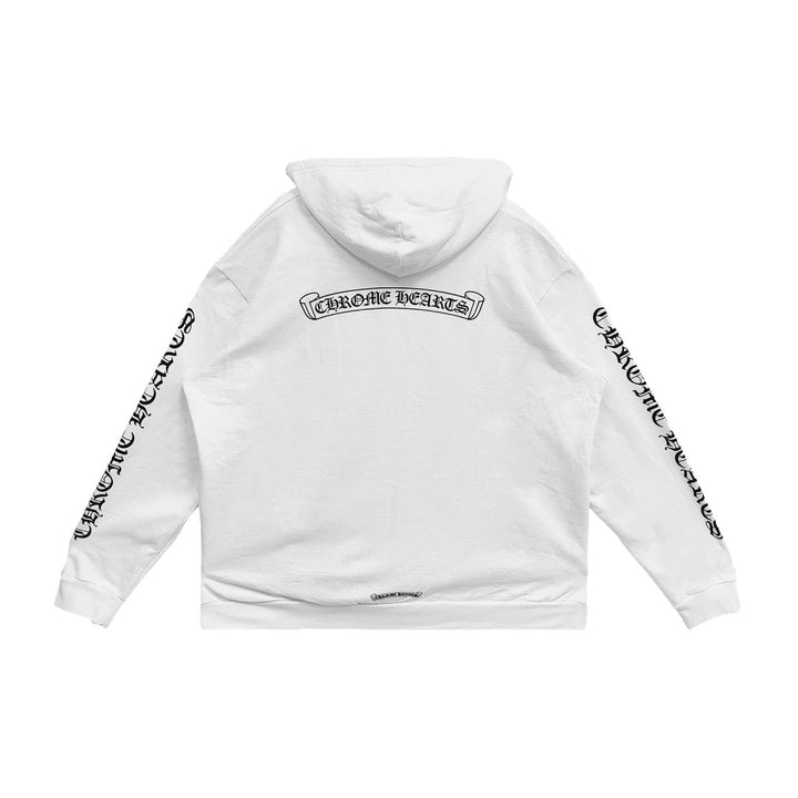 Chrome Hearts White Scroll Zip Up Hoodie - SHENGLI ROAD MARKET