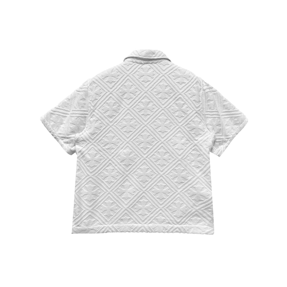 Chrome Hearts White Terry Cloth Plus Monogram Short Sleeve Shirt - SHENGLI ROAD MARKET
