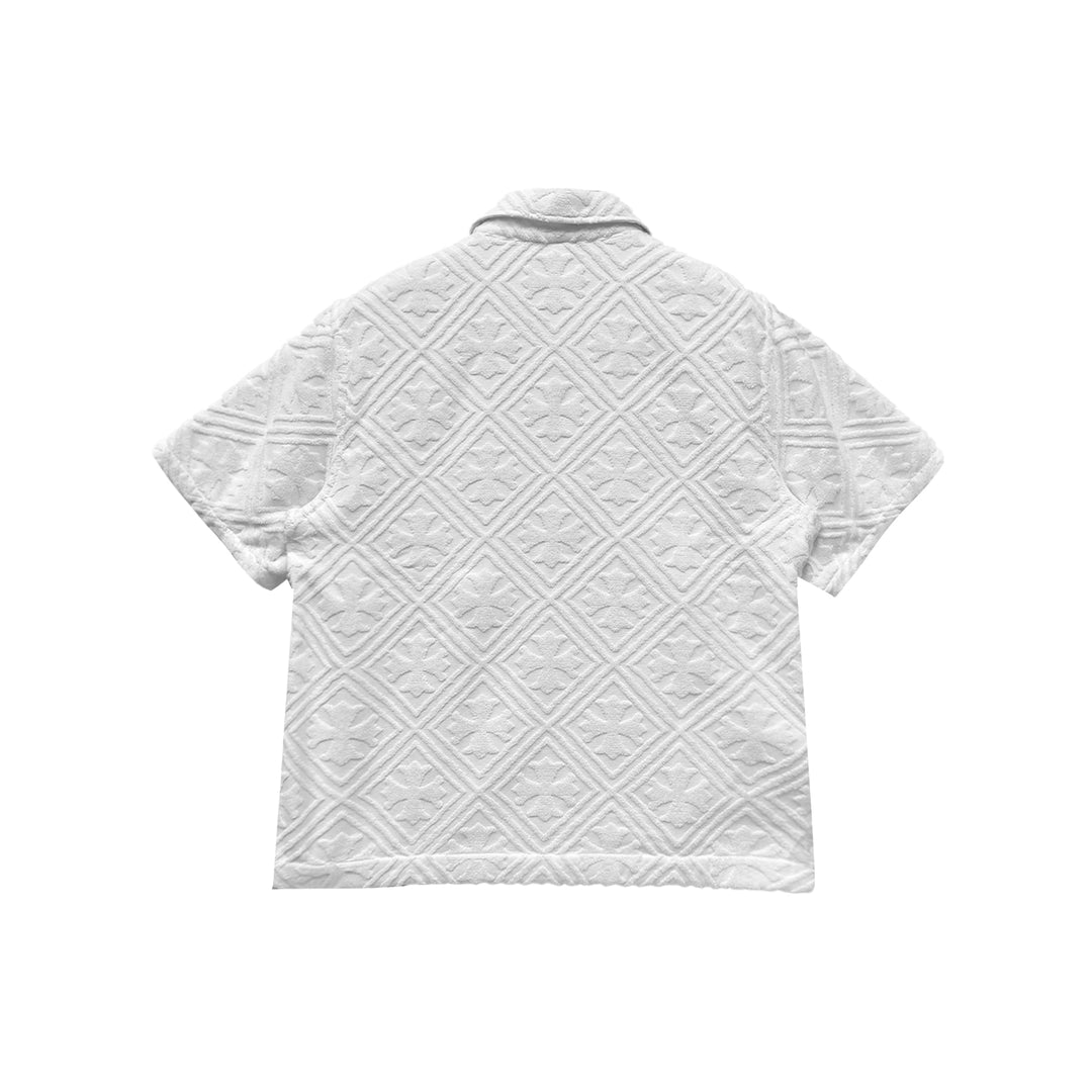 Chrome Hearts White Terry Cloth Plus Monogram Short Sleeve Shirt - SHENGLI ROAD MARKET