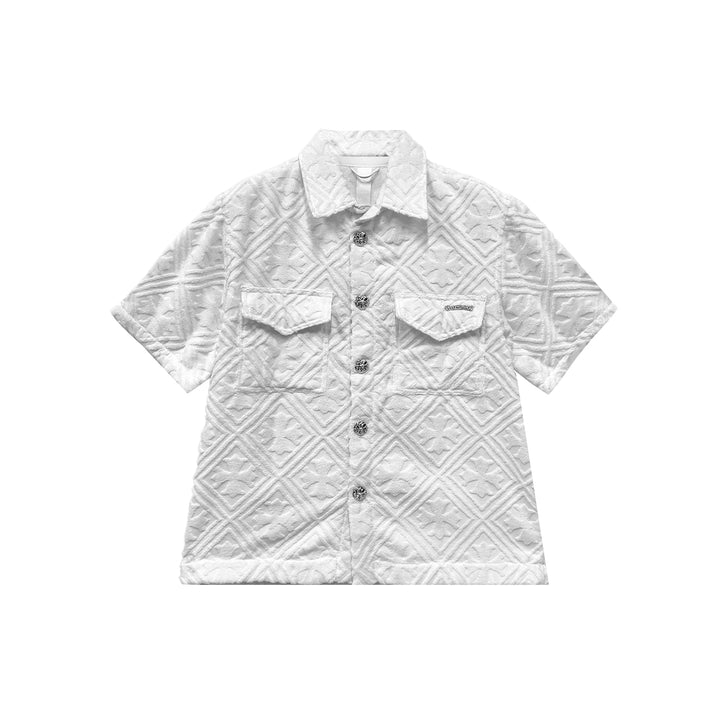 Chrome Hearts White Terry Cloth Plus Monogram Short Sleeve Shirt - SHENGLI ROAD MARKET