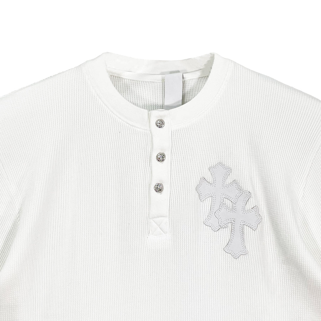 Chrome Hearts White Thermal Leather Cross Patch Long Sleeve Tee - SHENGLI ROAD MARKET