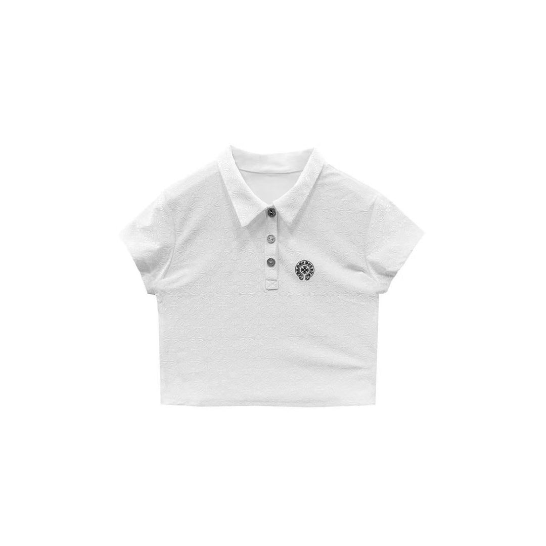 Chrome Hearts White Tonal Monogram Cross Logo Short Sleeve Polo - SHENGLI ROAD MARKET