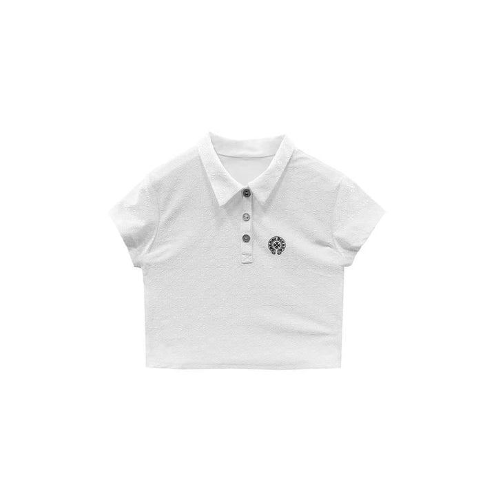 Chrome Hearts White Tonal Monogram Cross Logo Short Sleeve Polo - SHENGLI ROAD MARKET