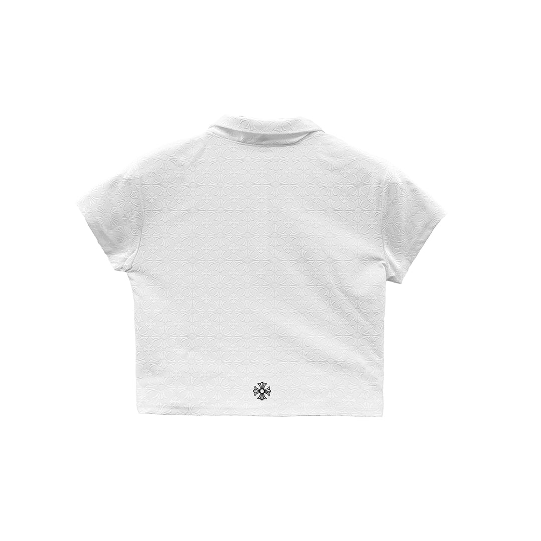Chrome Hearts White Tonal Monogram Cross Logo Short Sleeve Polo - SHENGLI ROAD MARKET