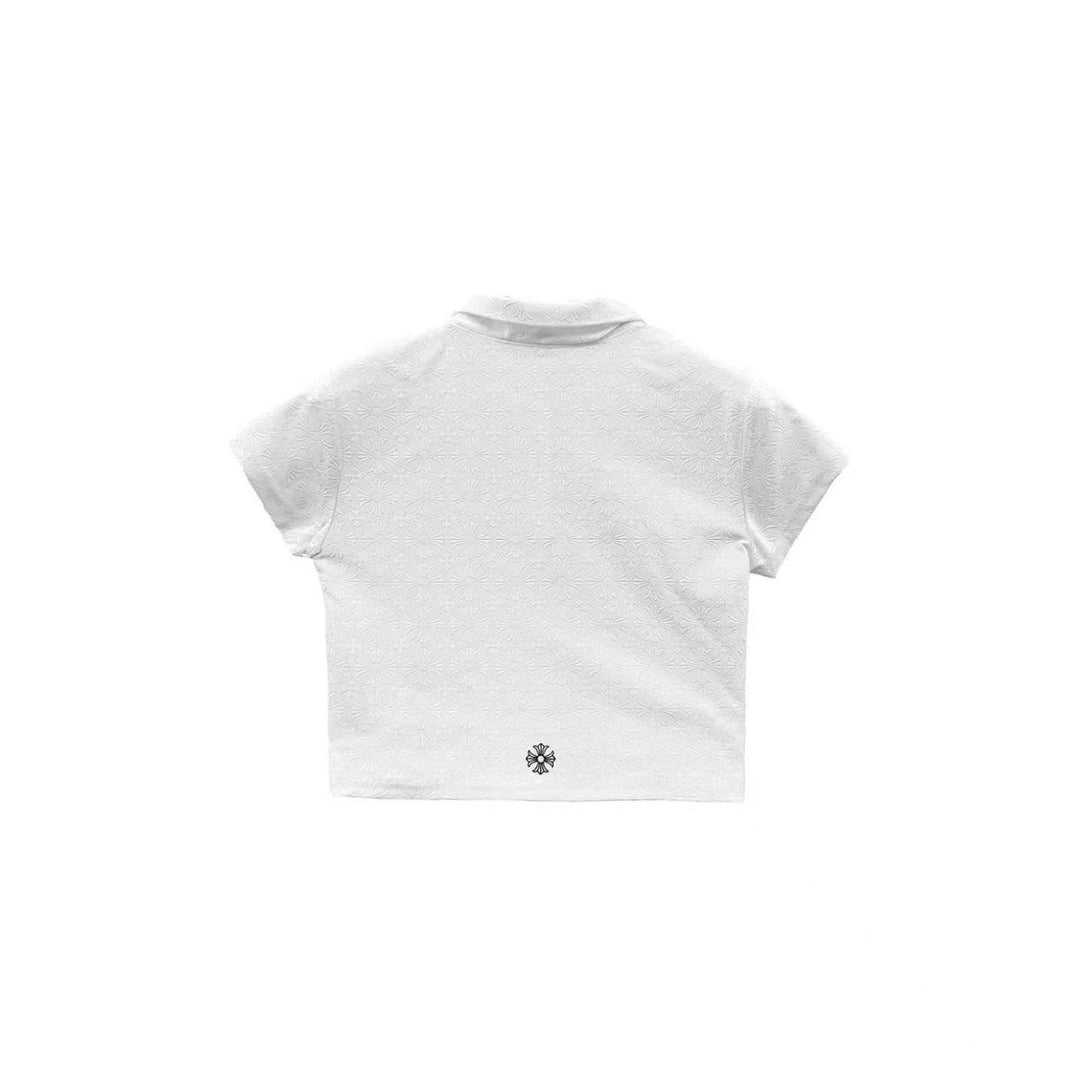 Chrome Hearts White Tonal Monogram Cross Logo Short Sleeve Polo - SHENGLI ROAD MARKET