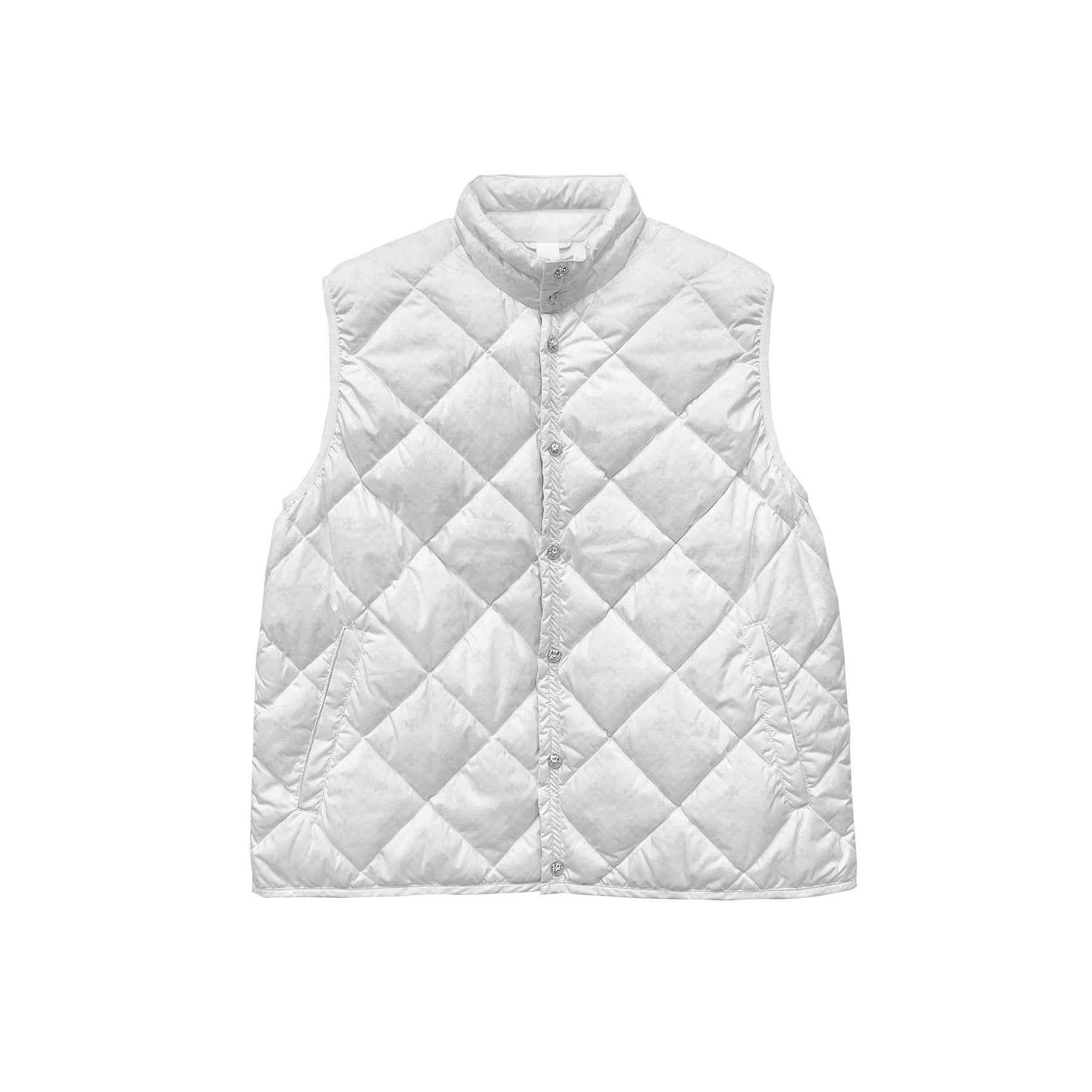 Chrome Hearts White Tonal Monogram Cross Quilted Puffer Down Vest