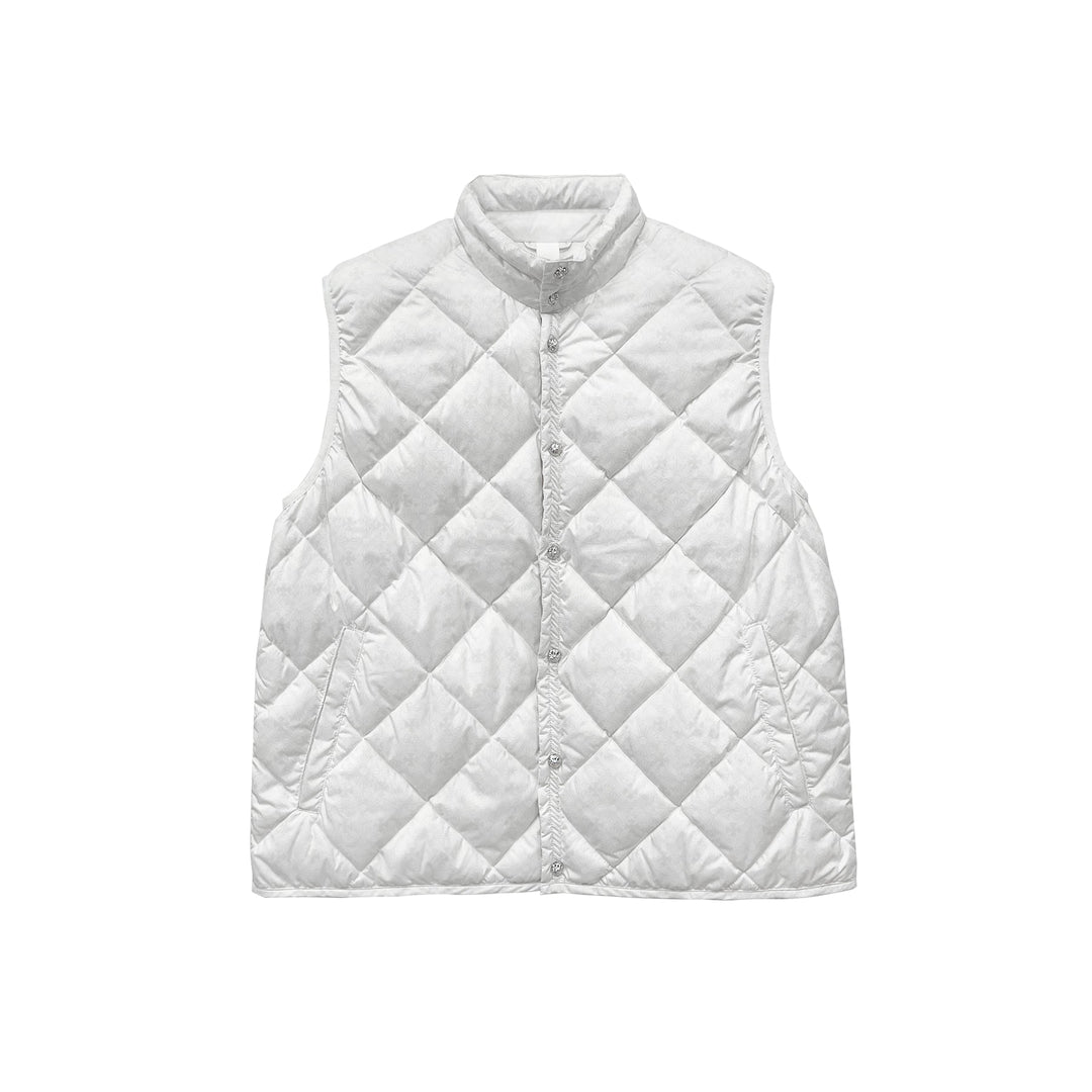 Chrome Hearts White Tonal Monogram Cross Quilted Puffer Down Vest - SHENGLI ROAD MARKET