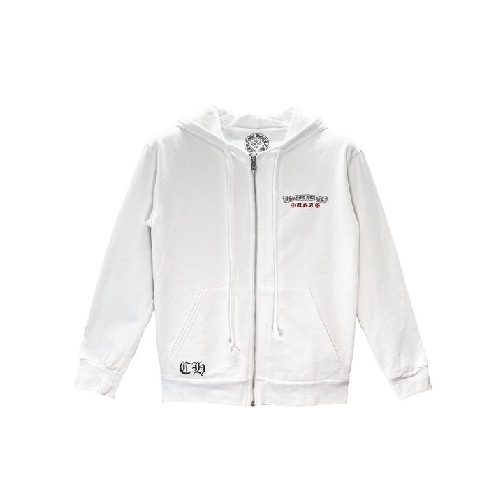Chrome Hearts White USA Flag Logo Zip Up Hoodie - SHENGLI ROAD MARKET